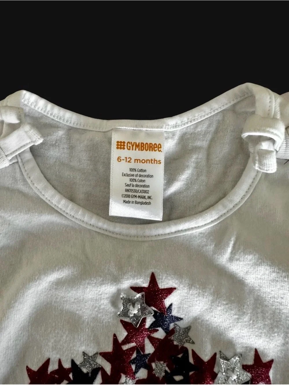 Gymboree White Tank Top with Red, Navy & Silver Star Cluster